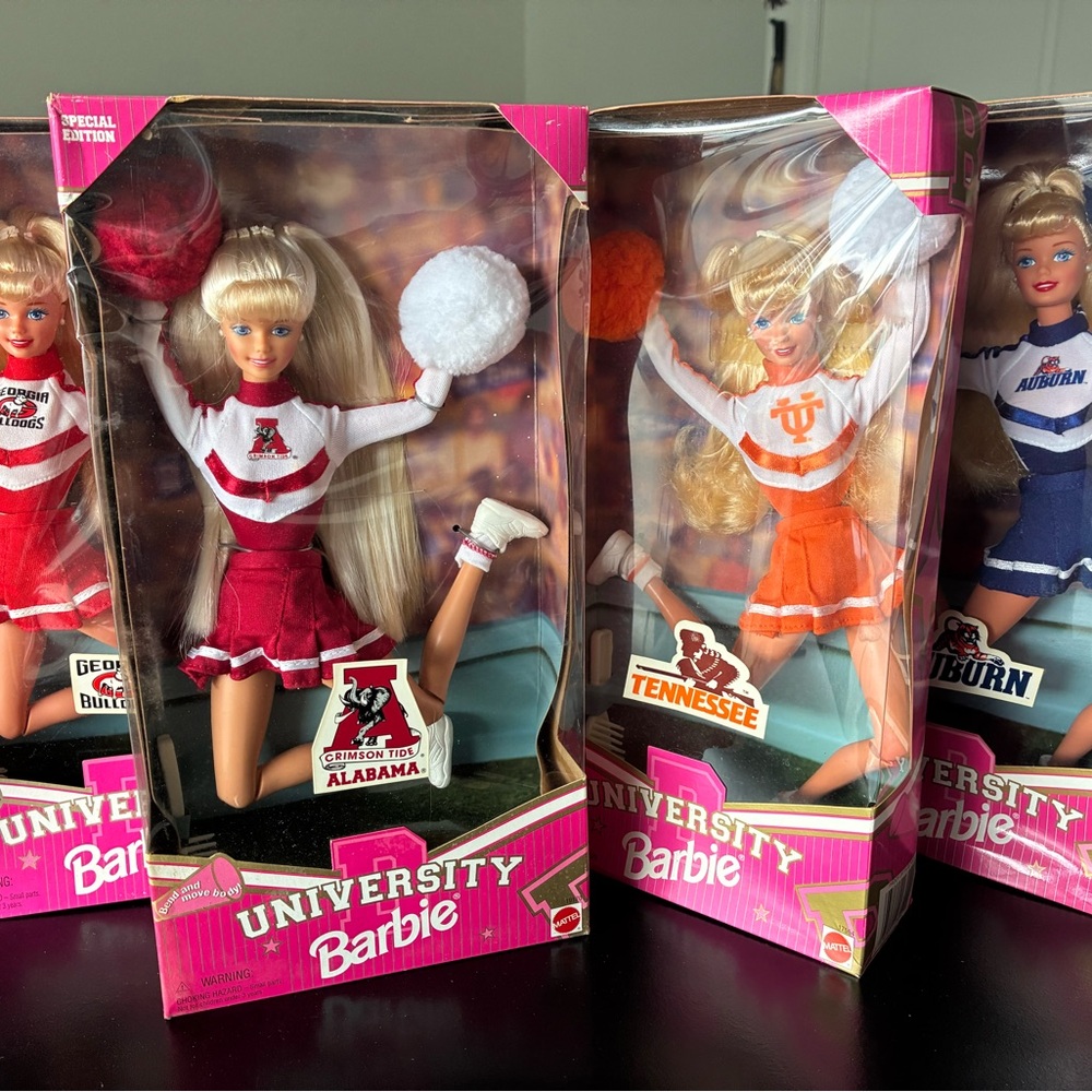 Barbie University Cheerleader Dolls - Red, Orange, Blue